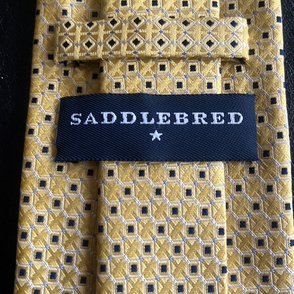Saddlebred Yellow, Black & White Silk Tie - Picture 4 of 6